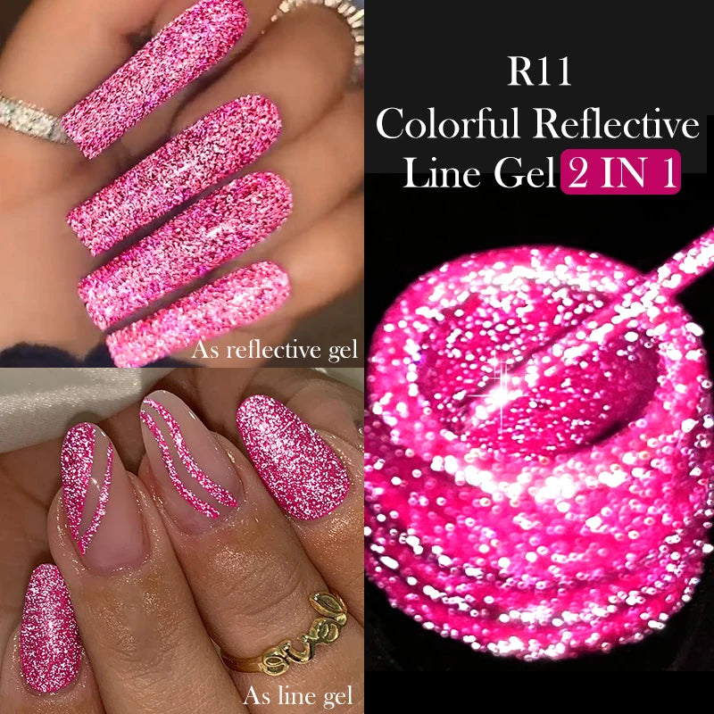LILYCUTE 5ml Super Bright Metallic Painting Liner Gel Nail Polish UV LED Painting Gel Nail Art Drawing Stripe Pull Line UV Gel