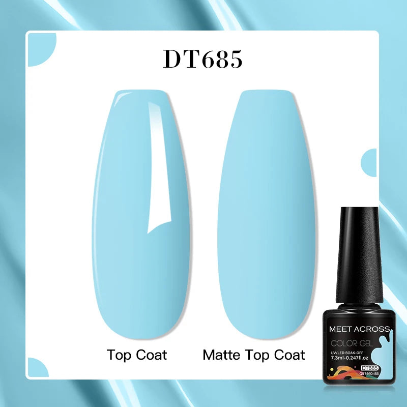 MEET ACROSS 160 Colors 7.3ml Gel Nail Polish Vernis Glitter Sparkly Semi Permanent Soak Off LED UV Gel Varnish Nail Art Manicure