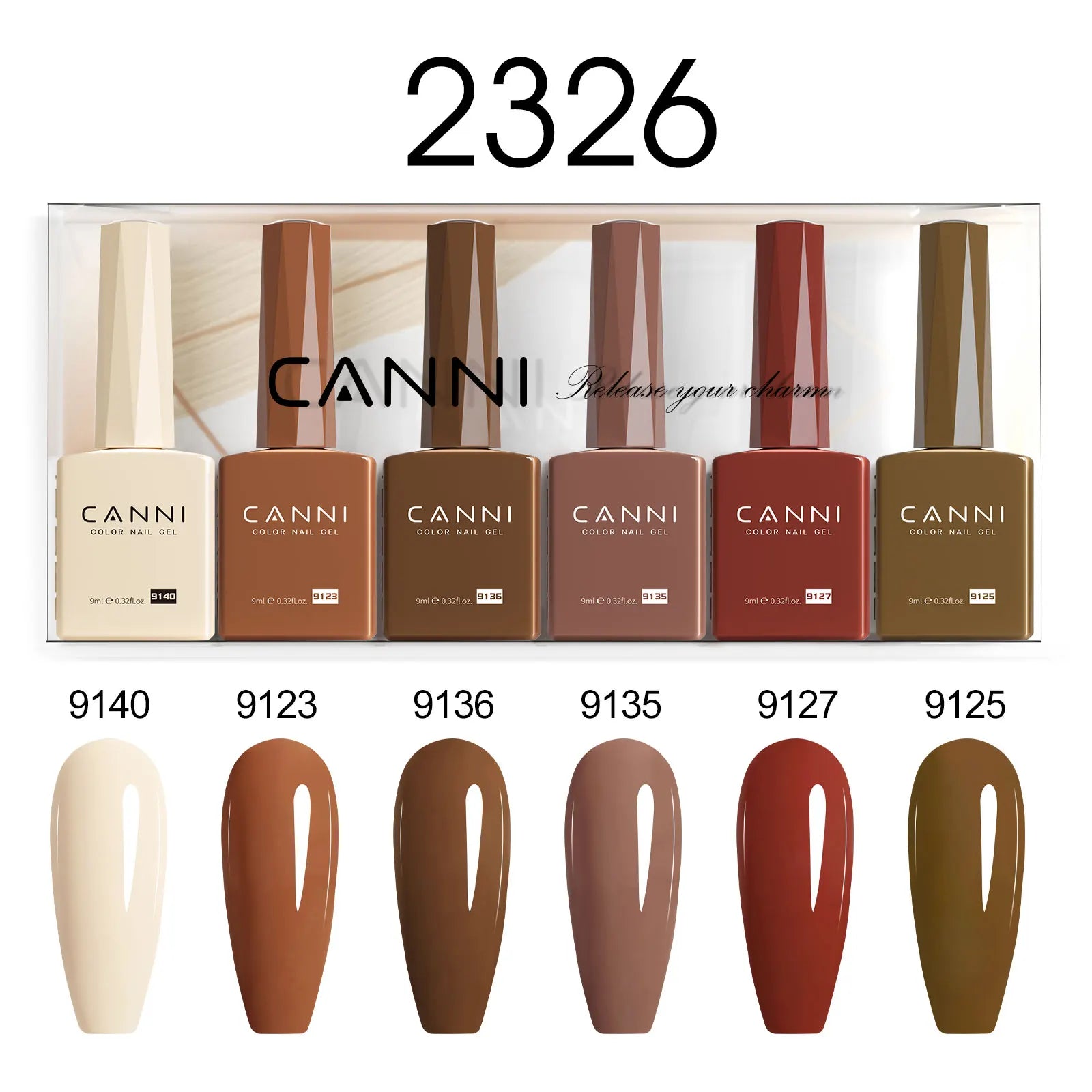 6pcs*9ml CANNI HEMA FREE Nail Gel Polish Set Gorgeous Color Semi Permanent Pigmented Painting Gel Soak off UV LED Gel Nails Kit