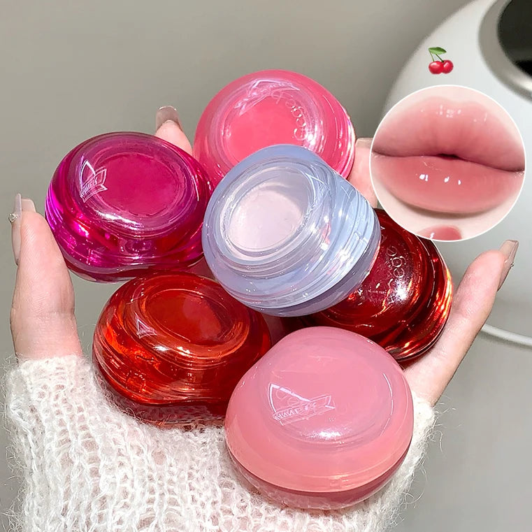 Canned Jelly Mirror Lipstick Peach Pink Lip Cheek Dual-use Cream Solid Lip Gloss Lasting Moisturizing Rouge Blush Korean Makeup