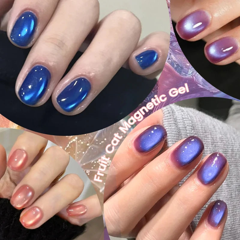 LILYCUTE 7ml Fruit Grape Purple Cat Magnetic Gel Nail Polish Vernis Semi Permanent Soak Off Colorful Gel Polish Nails Supplies