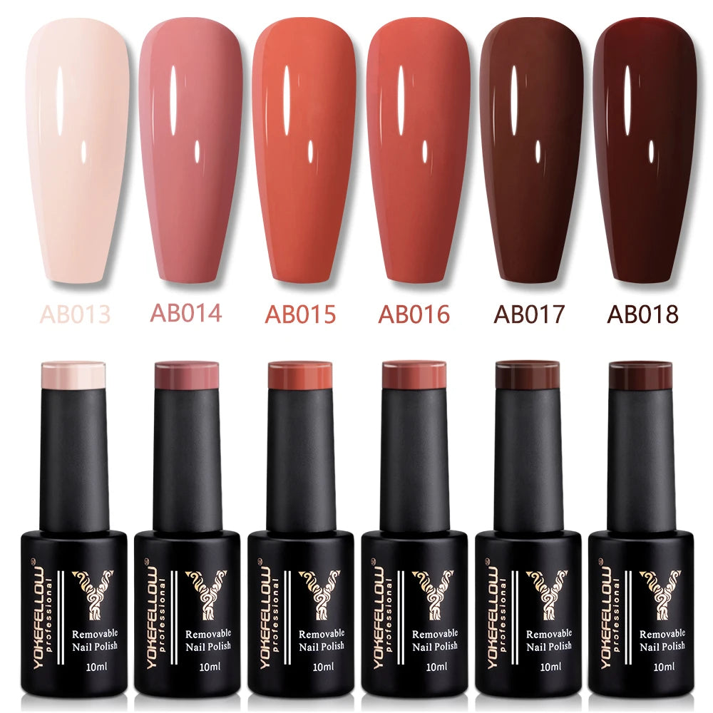 YOKEFELLOW 2022 New Color 10ML Nail Gel Polish Semi Permanent Gel Varnish Base Top Coat 122 Soak Off Colors Organic Nail Varnish
