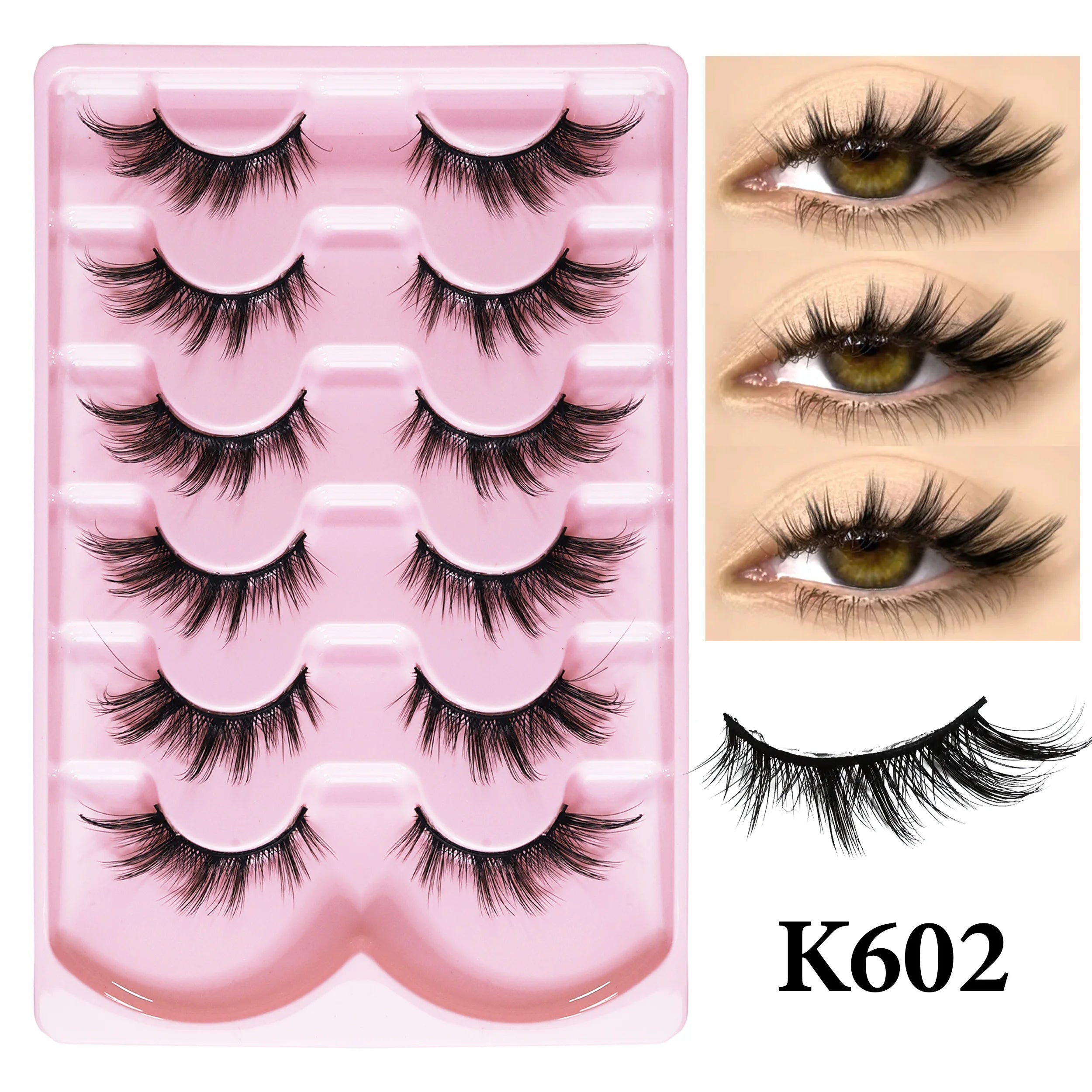 MIOFIA New 5 Pairs Fake Lashes D Curl Fluffy Soft Volume Eyelash Extensions Natural Look 3D Faux Mink False Eyelashes Makeup