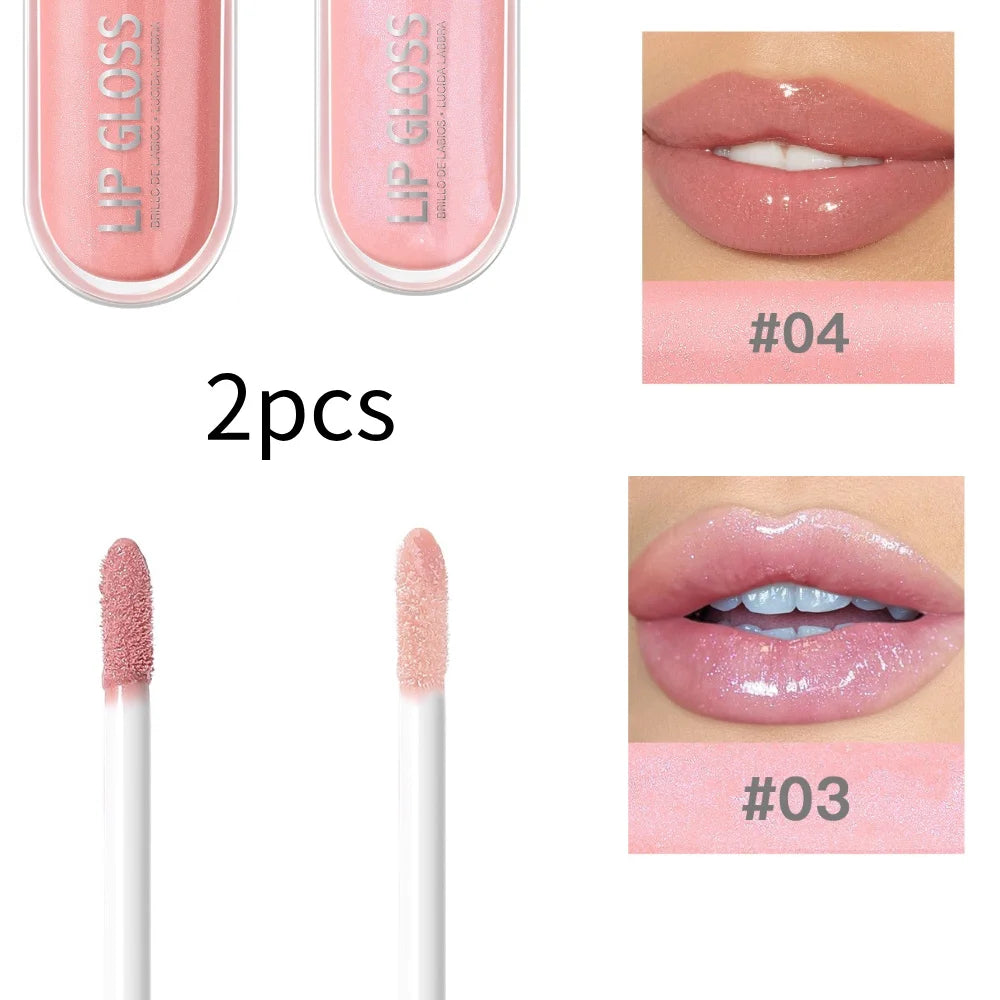 USHAS 12 colors mirror fine flash liquid lipstick pearlescent color waterproof sweatproof non-stick cup lip gloss