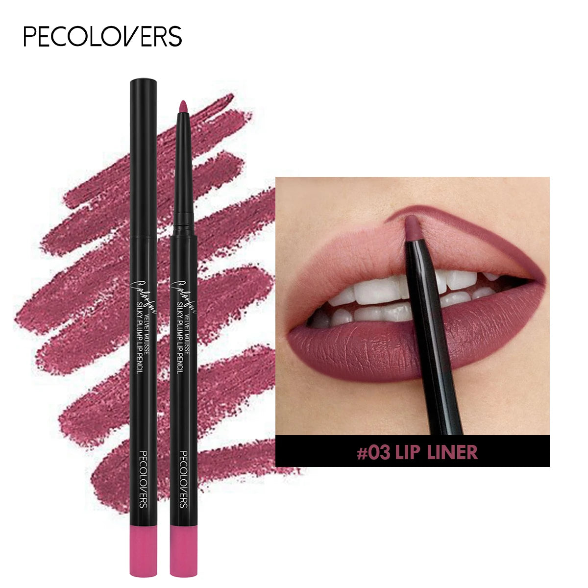 12 Colors Lip Liner , Matte Dewy Finish Long Lasting Waterproof Smudge Proof Lip Liner