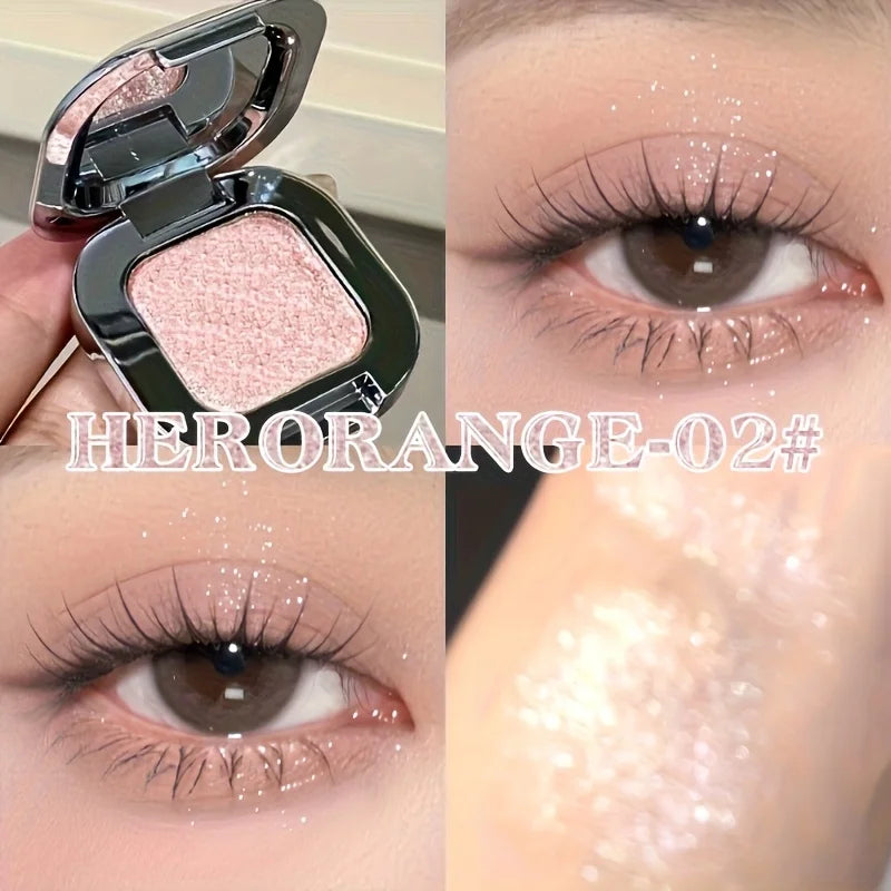 Hwrorange Square Diamond Highlight Single Color Eyeshadow, Fine Sparkle, Explosive Shine, Even and Full Color, Delicate and Soft Texture, Waterproof and Long-Lasting, Versatile for Daily Use, Essential Christmas Gift