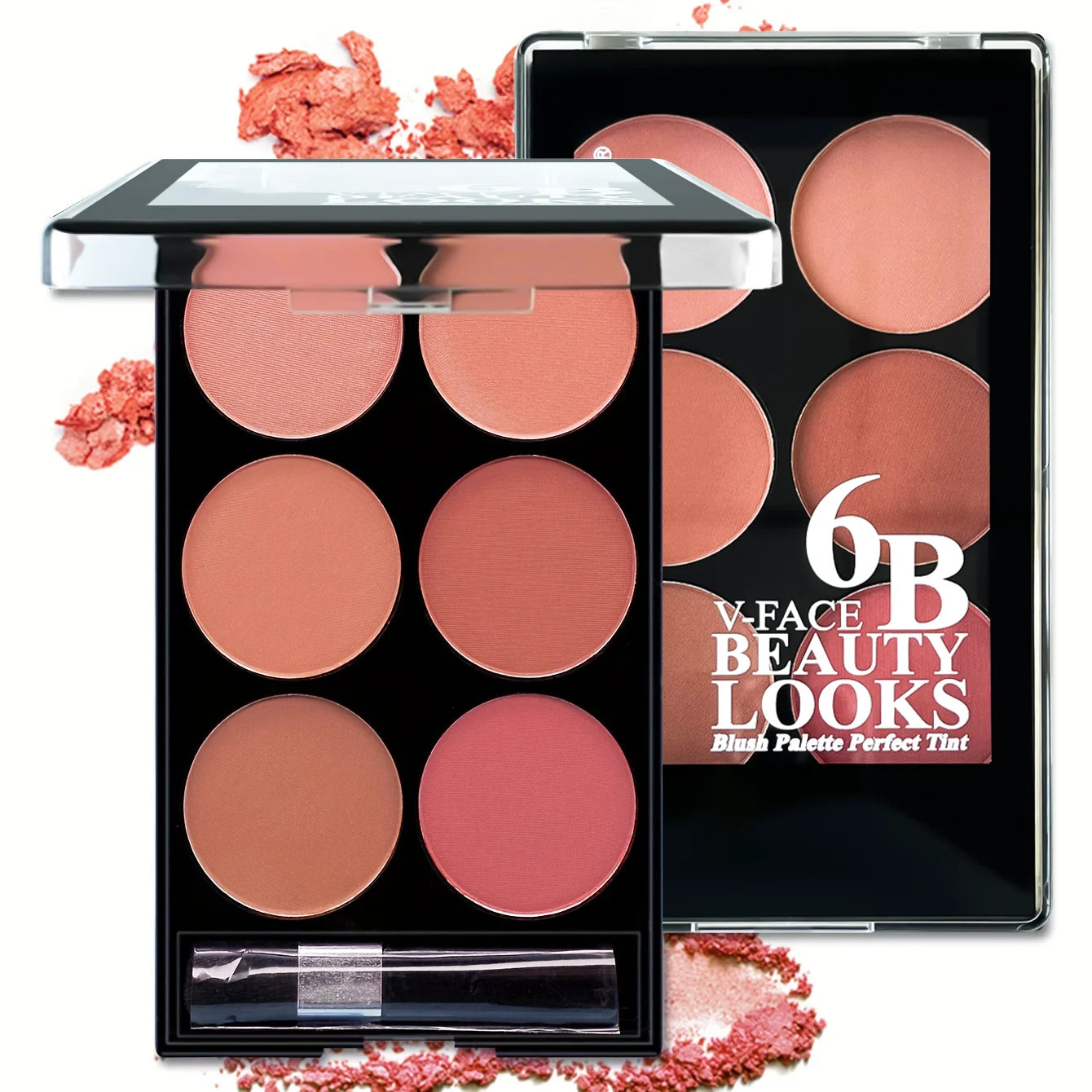 6-color blush and contouring all-in-one palette, pearlescent matte powder makeup palette