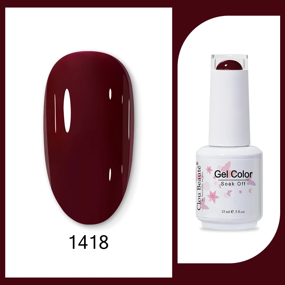Clou Beaute 15ml HEMA TPO FREE Gel Nail Polish Bright Dark Army Green Gel Lacquer Semi Permanent Art Organic  Nail Gel Varnish