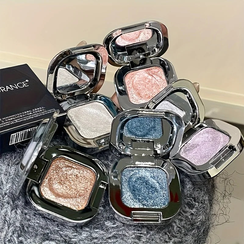 Hwrorange Square Diamond Highlight Single Color Eyeshadow, Fine Sparkle, Explosive Shine, Even and Full Color, Delicate and Soft Texture, Waterproof and Long-Lasting, Versatile for Daily Use, Essential Christmas Gift