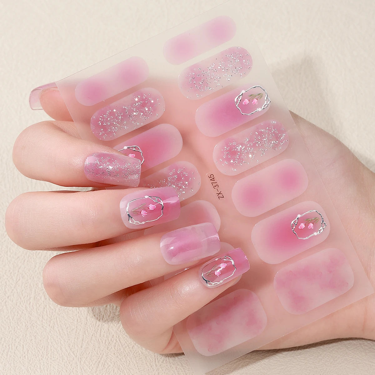 14Tips DIY Baking-Free Nail Stickers Spring Summer Flowers Self-Adhesive Nail Strips Full Cover Nail Decoration Decal