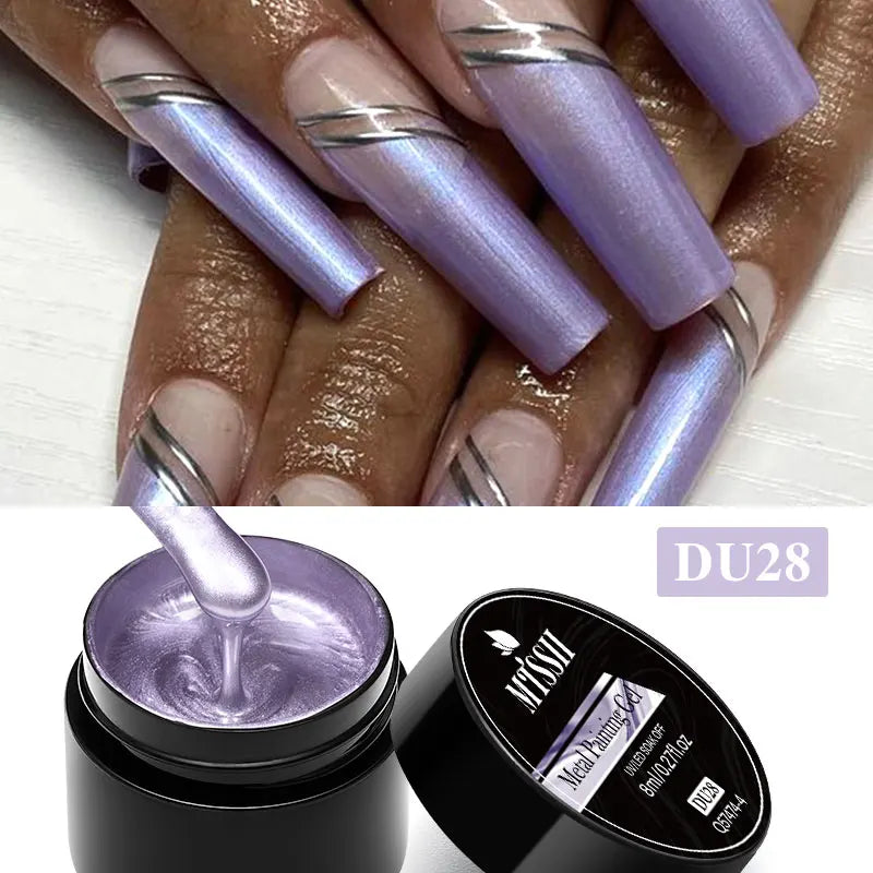 Mtssii 8ml Metallic Painting Nail Gel Polish Gold Silver Creative Elastic Nail Gel for PaintingDrawing Magic Mirror Gel Varnish