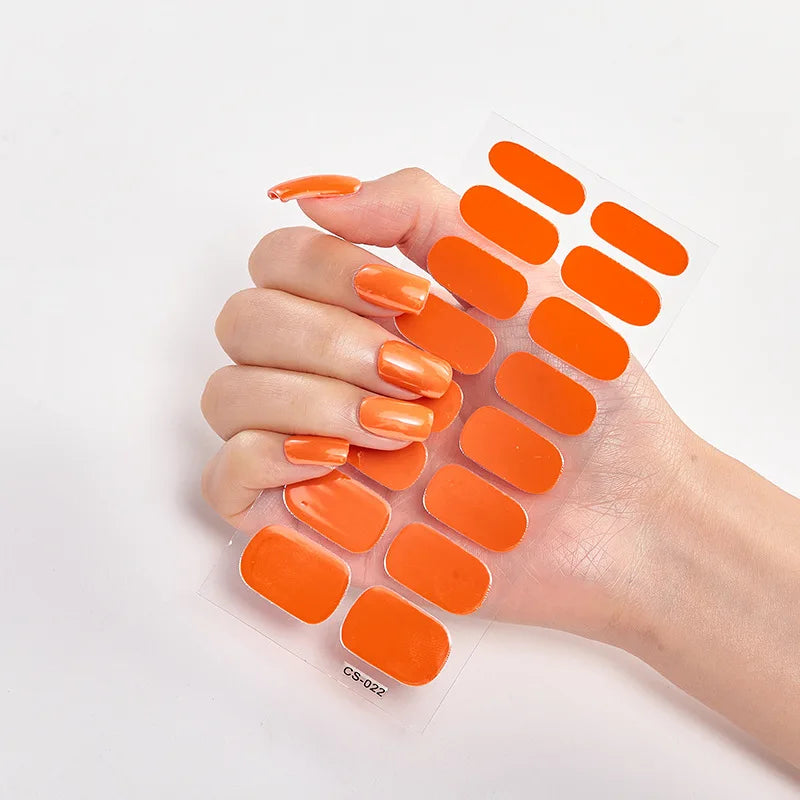 Pink Nude Full Cover Nail Sticker Gradient Color Self-Adhive Simple Full Nail Wraps DIY Thermal Effect Nail Art Making Manicur
