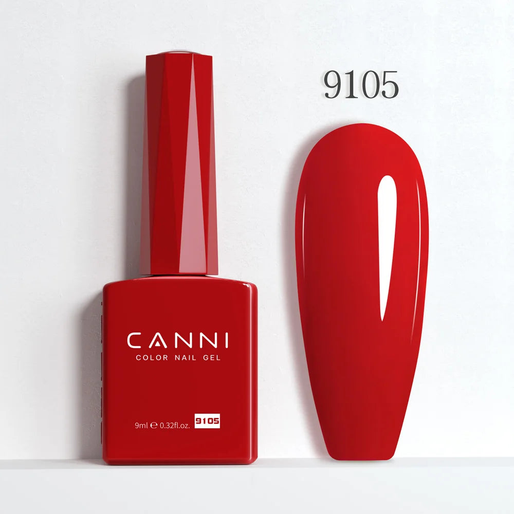 CANNI Hema Free Nail Gel Polish Fall Color Collection Semi Permanent Diamong Long Wear Top Coat Red Gorgeous JellyNude Color 9ml
