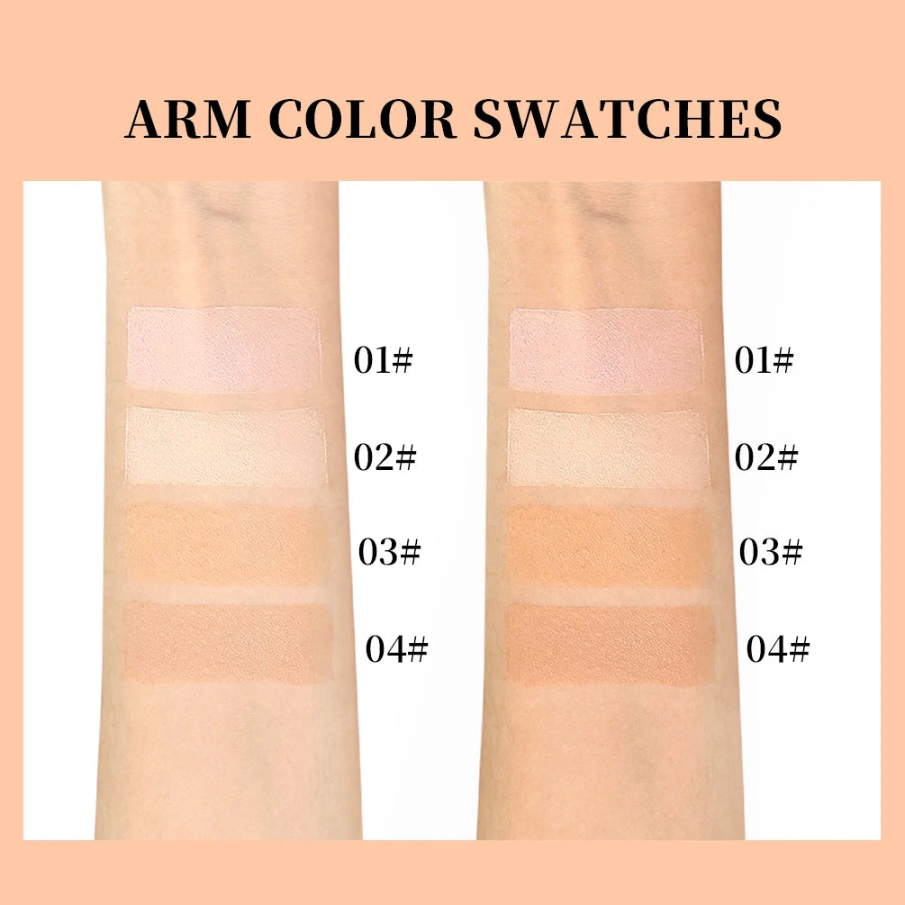 QIBEST Pressed Powder Oil-Control Long-Lasting Face Setting Powder Compact Powder Full Coverage Concealer Makeup Base Foundation
