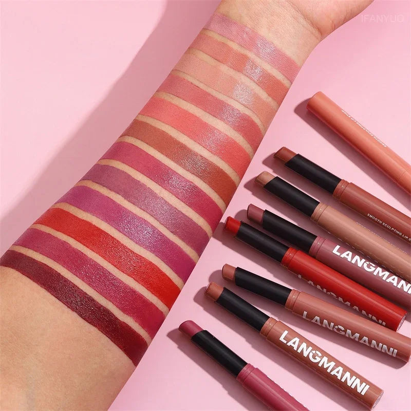 12 Color Matte Lipstick Non-Stick Cup Long-Lasting Velvet Finish Lipstick Pen  Smooth Matte Lip Color Waterproof Non-Fading