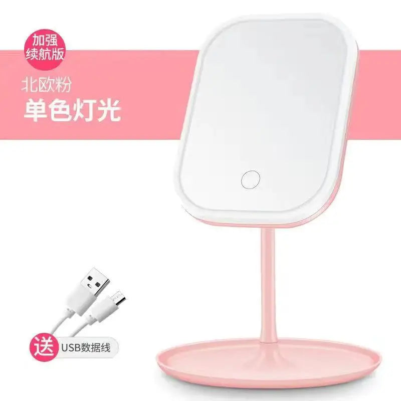 Led Vanity Mirror Intelligent Adjustable Monochrom/3color Light Vanity Mirror Desktop Fill Light Mirror One Touch Charging Model
