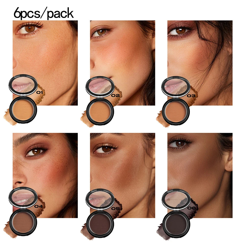 Woman makeup 6-Color Matte Bronze Powder Velvety Smooth Natural Setting Powder Makeup