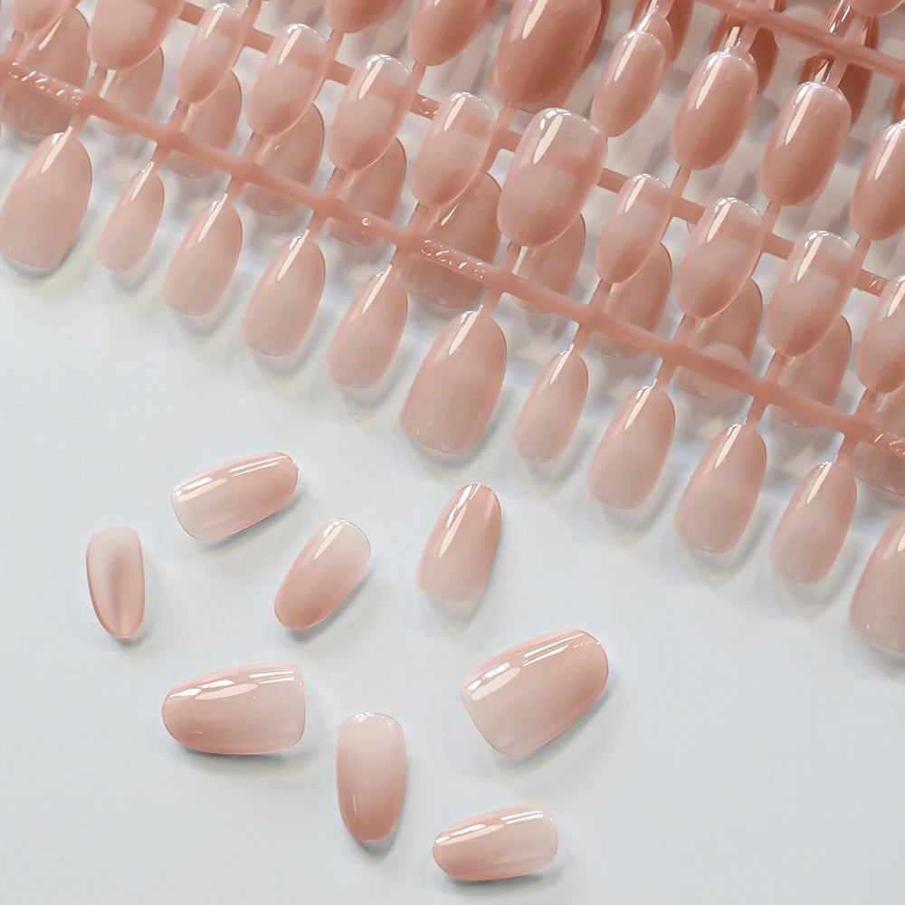 150Pcs Gradient Nude Short Almond Fake Nails XS/S/M Size Glossy Full Cover Press On Nail for Women Daily Wear False Fingertips