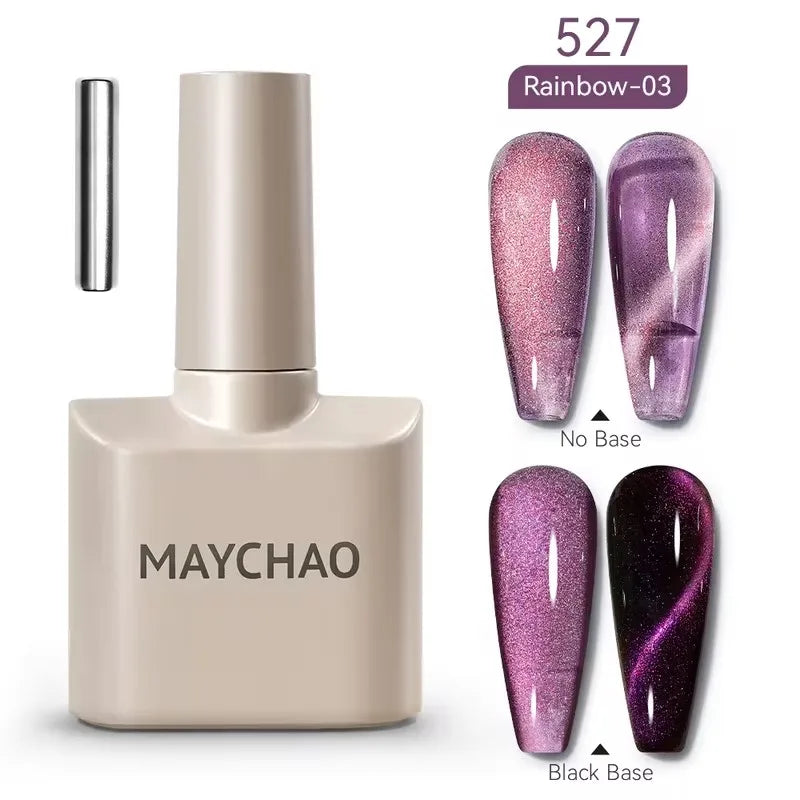 MAYCHAORomantic Galaxy Cat Eye Gel Nail Polish With Magnet Soak off UV Holographic Magnetic Rainbow Gel Polish for Nail Manicure