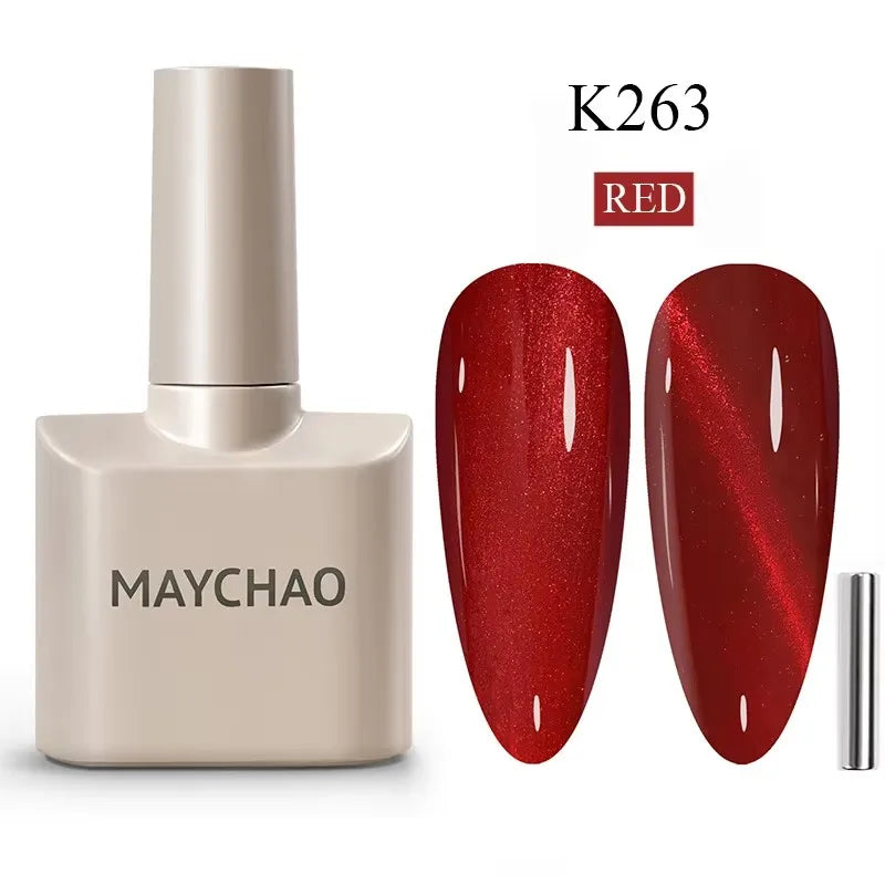 MAYCHAORomantic Galaxy Cat Eye Gel Nail Polish With Magnet Soak off UV Holographic Magnetic Rainbow Gel Polish for Nail Manicure