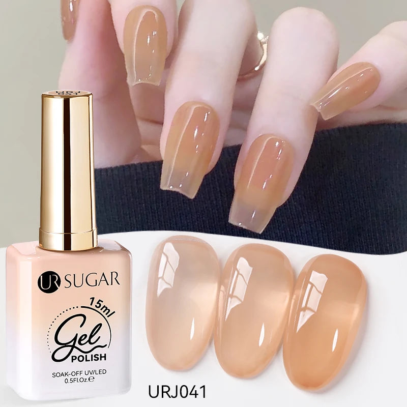 UR SUGAR 15ml Fiber Rubber Base Gel Upgrade Broken Nail Repaired Fiberglass Clear Quick Building UV Construction Gel Soak Off