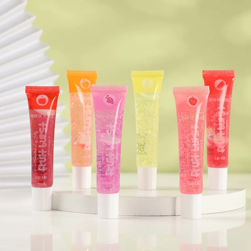 6Pcs Fruity Flavor Watery Glossy Lip Gloss Set Clear Lip Gel Plumping Hydrating Moisturizing Lip Gloss Lips Makeup