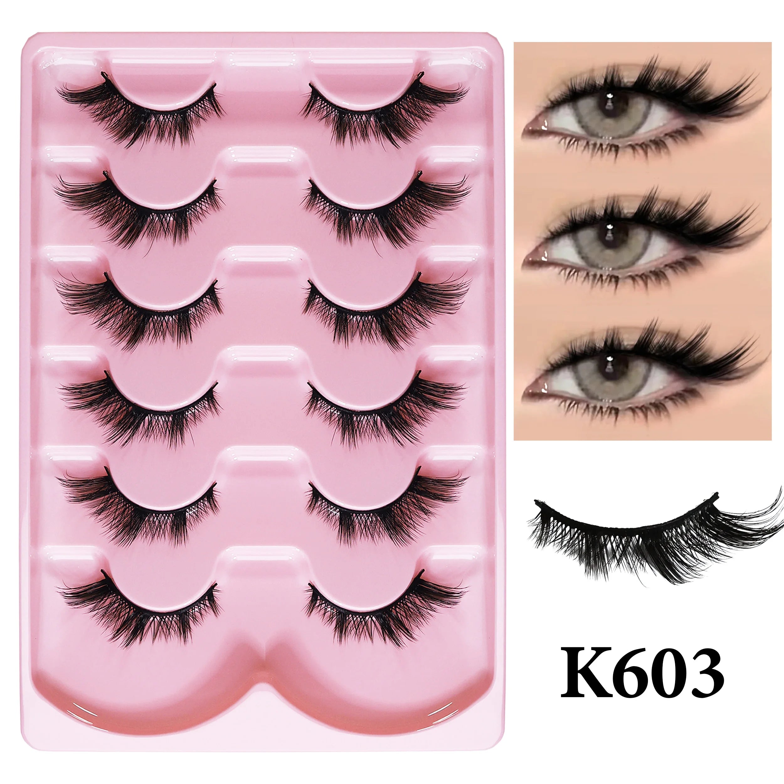 MIOFIA New 5 Pairs Fake Lashes D Curl Fluffy Soft Volume Eyelash Extensions Natural Look 3D Faux Mink False Eyelashes Makeup