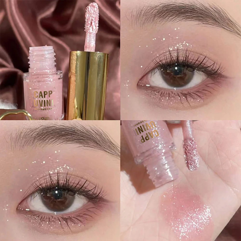 Cappuvini Liquid Eyeshadow Matte Pearlescent Fine Sparkling Long-Lasting Makeup Eye Shadow Highlighter