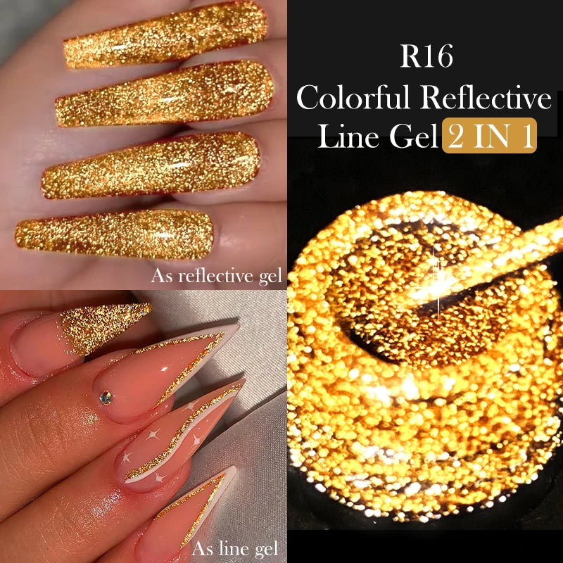 LILYCUTE 5ml Super Bright Metallic Painting Liner Gel Nail Polish UV LED Painting Gel Nail Art Drawing Stripe Pull Line UV Gel