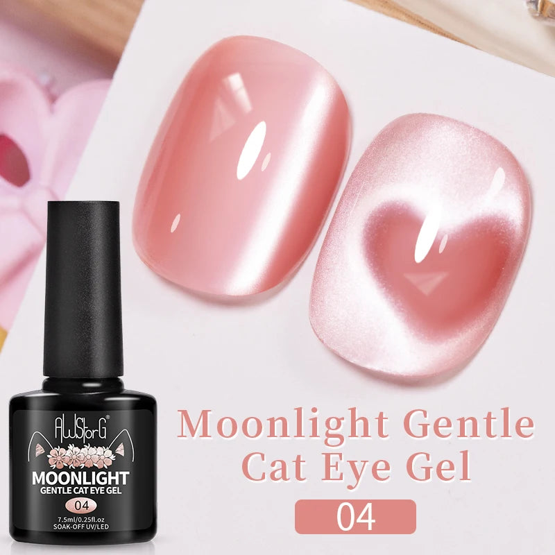 AWStorG 7.5ml Golden Gradient Cat Eye Nail Polish Gel Phototherapeutic Gel Soak Off Nail Magnetic Gel Polish Nail Art DlY