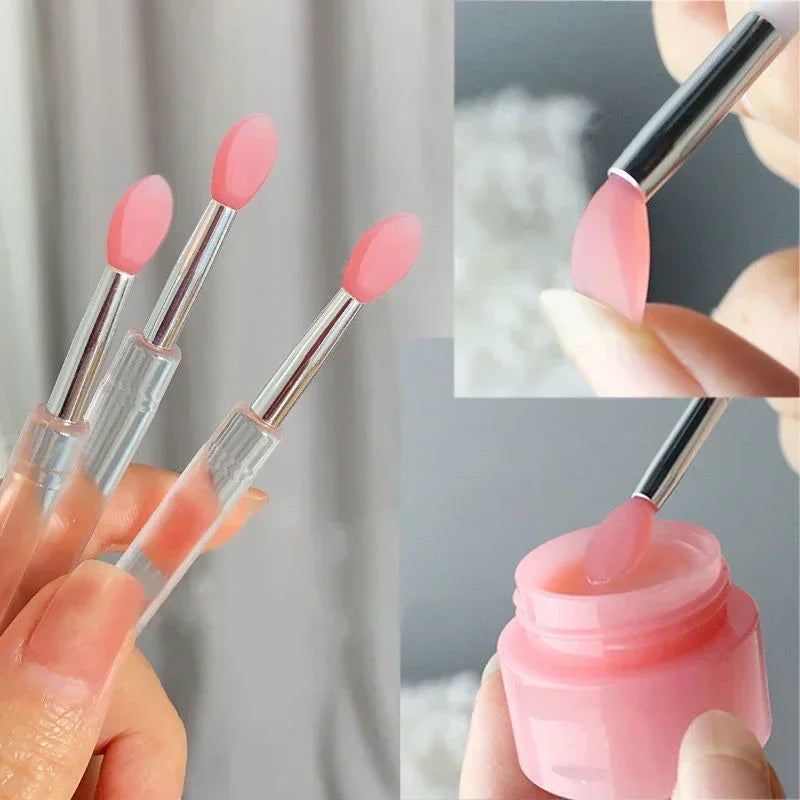 Silicone lip brush with cover, dustproof lipstick brush, glitter eyeshadow brush, portable multi-purpose brush