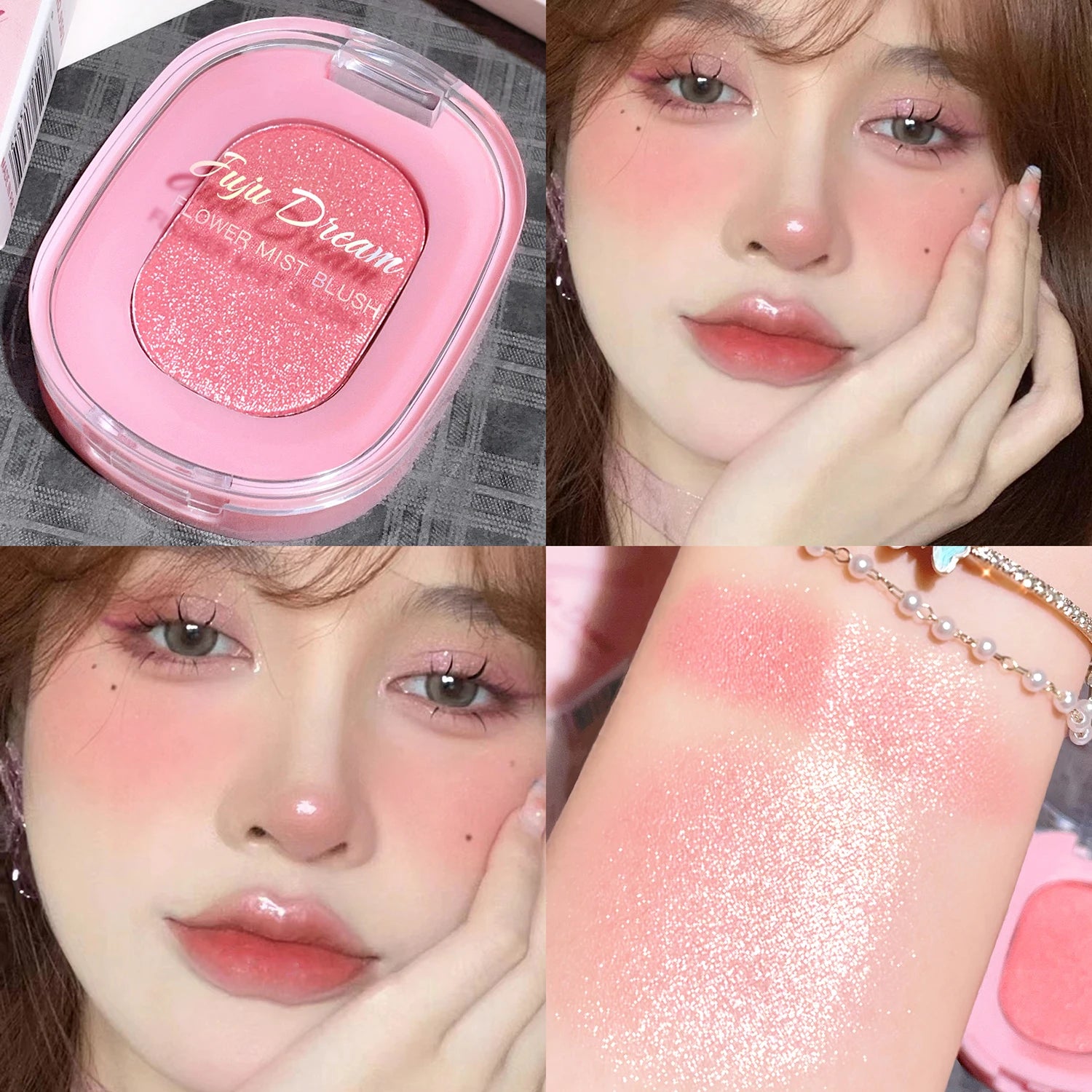 Monochrome flower mist blush powder fine matte brightens rouge natural nude powder pink trimming blush