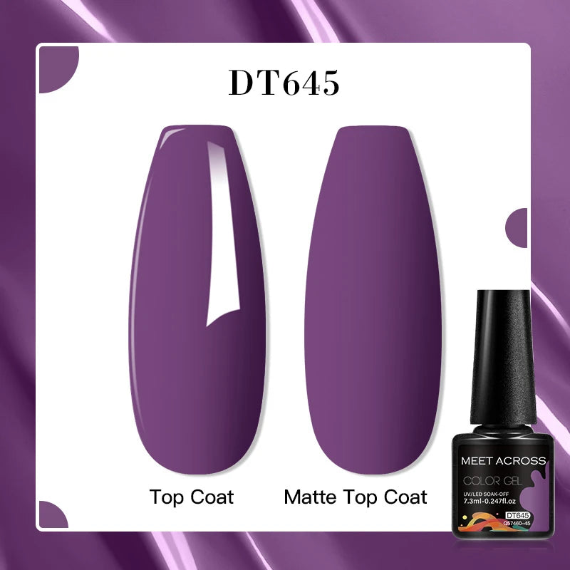 MEET ACROSS 160 Colors 7.3ml Gel Nail Polish Vernis Glitter Sparkly Semi Permanent Soak Off LED UV Gel Varnish Nail Art Manicure