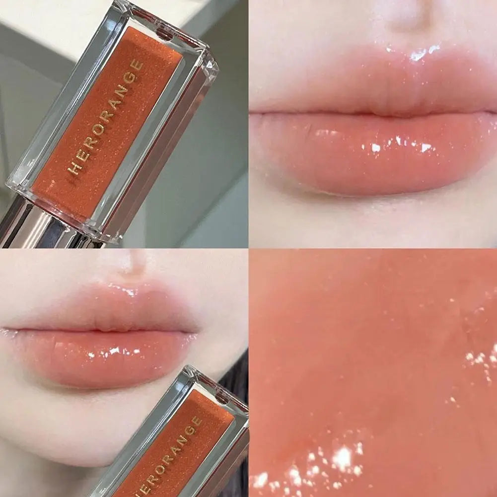 Clear Watery Lip Glaze With Shimmer Herorange Starlight Gloss For Everyday Parties Lightweight Non-Sticky Lasting Brand Lipstick