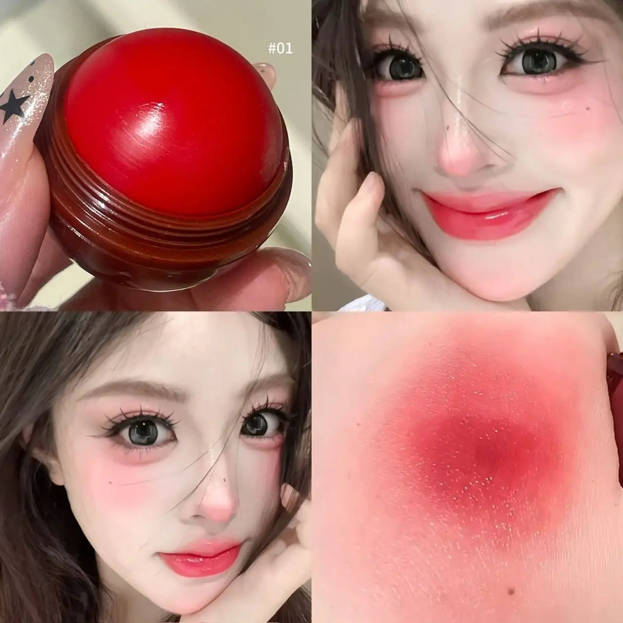 Herorange Peach Ball Cloud Velvet Blush Cream, Fine Powder Texture, Natural Three-Dimensional Effect, Brightening and Color-Enhancing, Dewy Blush, Long-Lasting Makeup, Suitable for Autumn and Winter