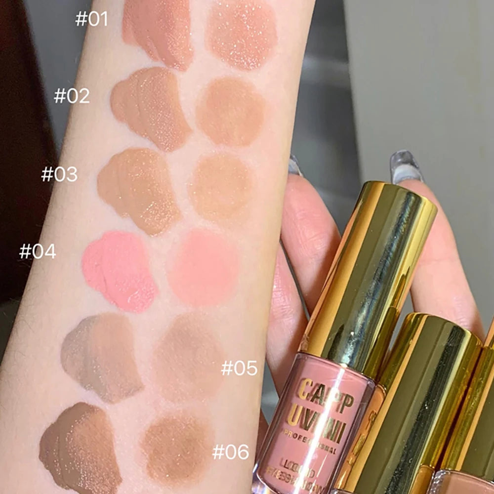 Cappuvini Liquid Eyeshadow Matte Pearlescent Fine Sparkling Long-Lasting Makeup Eye Shadow Highlighter