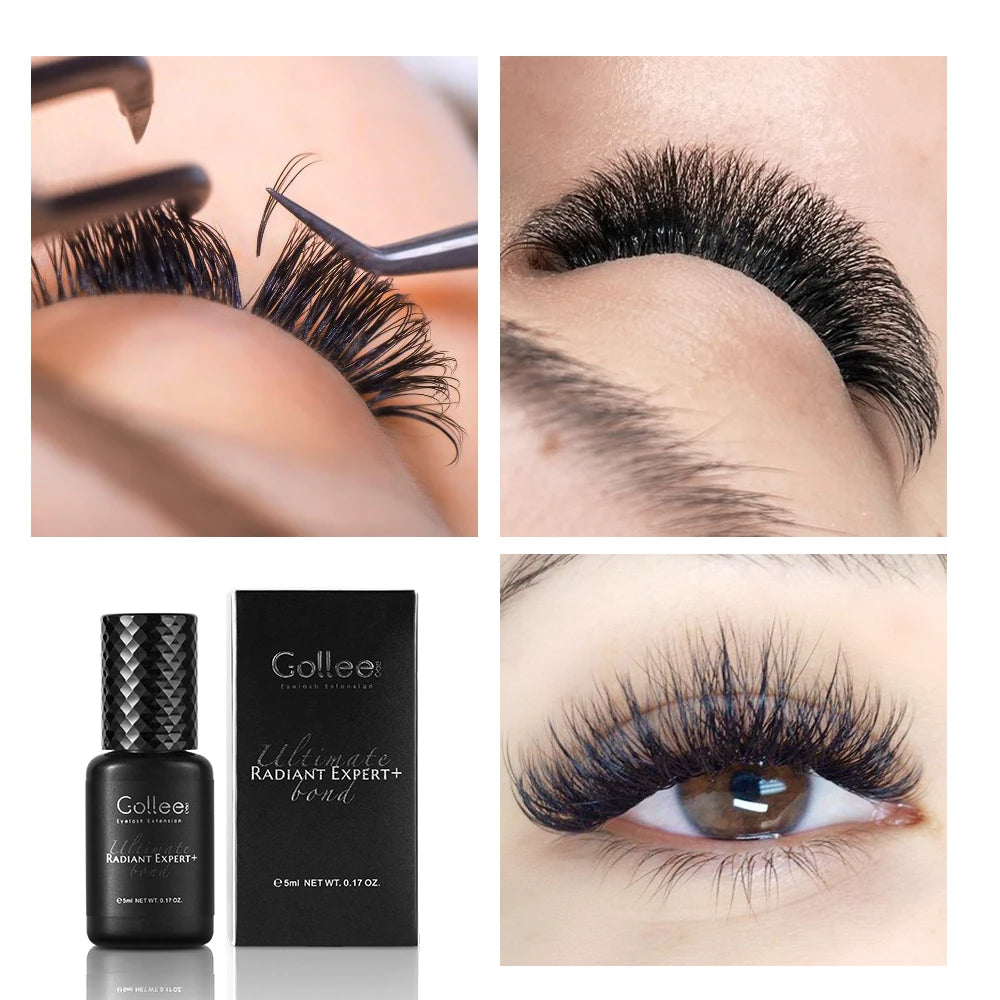Gollee 1s Dry Eyelashes Adhesive Mixed Floral Fragrance Eyelash Extension Glue with Bonder Glue Lash Accelerator Waterproof Bond