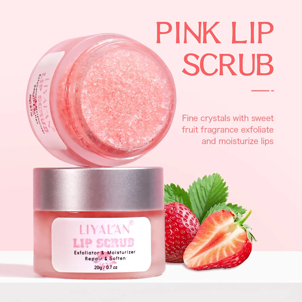Pink Lip Scrub Lightening Dark Lips Exfoliating Smooth Repair Lighten Fine Lines Sugar Bleaching Lip Cream Moisturizes Dry Lips