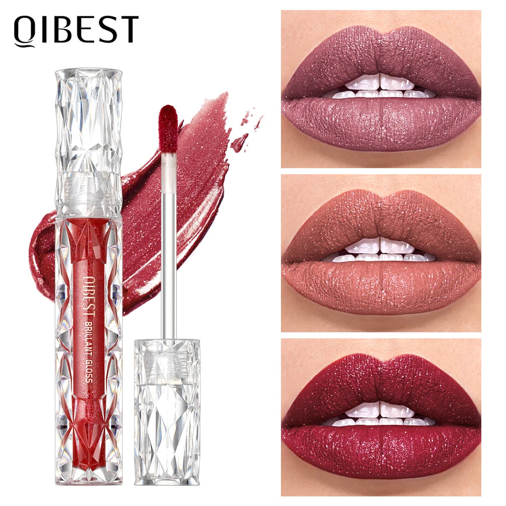 Qibest Glitter Shimmer Liquid Lipstick - Matte Waterproof Lip Gloss