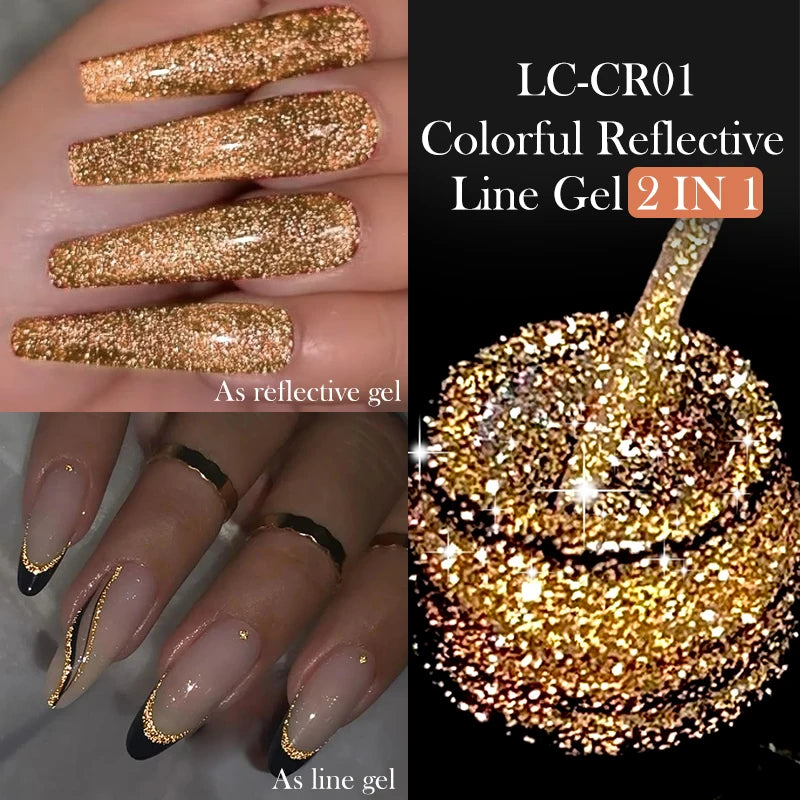 LILYCUTE 5ml Super Bright Metallic Painting Liner Gel Nail Polish UV LED Painting Gel Nail Art Drawing Stripe Pull Line UV Gel