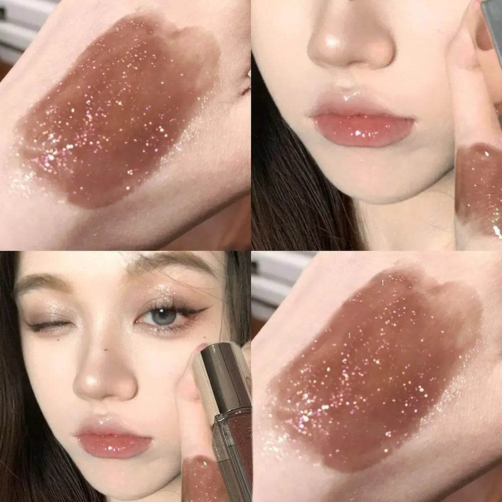 Clear Watery Lip Glaze With Shimmer Herorange Starlight Gloss For Everyday Parties Lightweight Non-Sticky Lasting Brand Lipstick