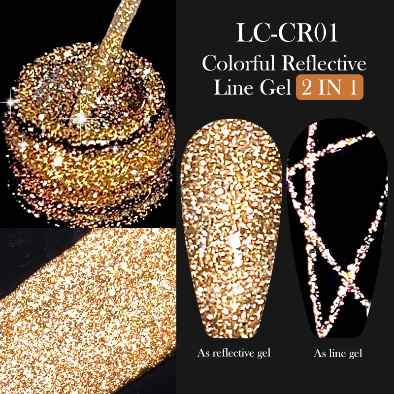 LILYCUTE 5ML Metallic Painting Liner Gel Nail Polish Super Bright Gold Silver Mirror Drawing Gel Semi Permanent Line French Nail