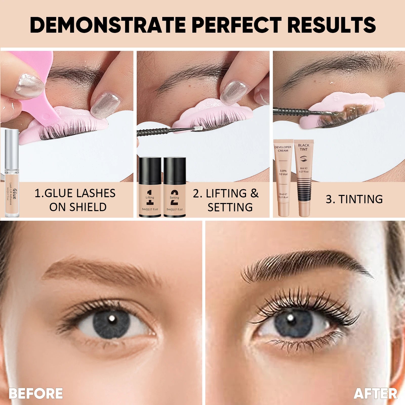 Libeauty Lash Lift and Brow Lamination Kit with Black Tint