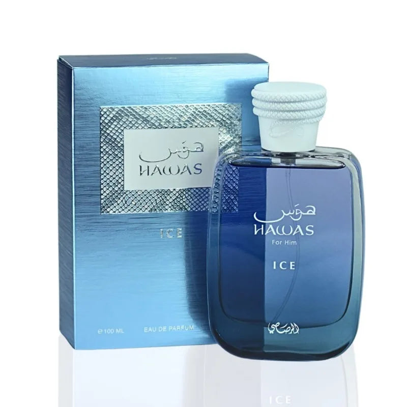 RASASI Hawas Ice for Men Eau de Parfum Spray 100 ML Original Arab Perfumes Lasting Aromatic Pheromones Perfume Cologne 3.4 Ounce