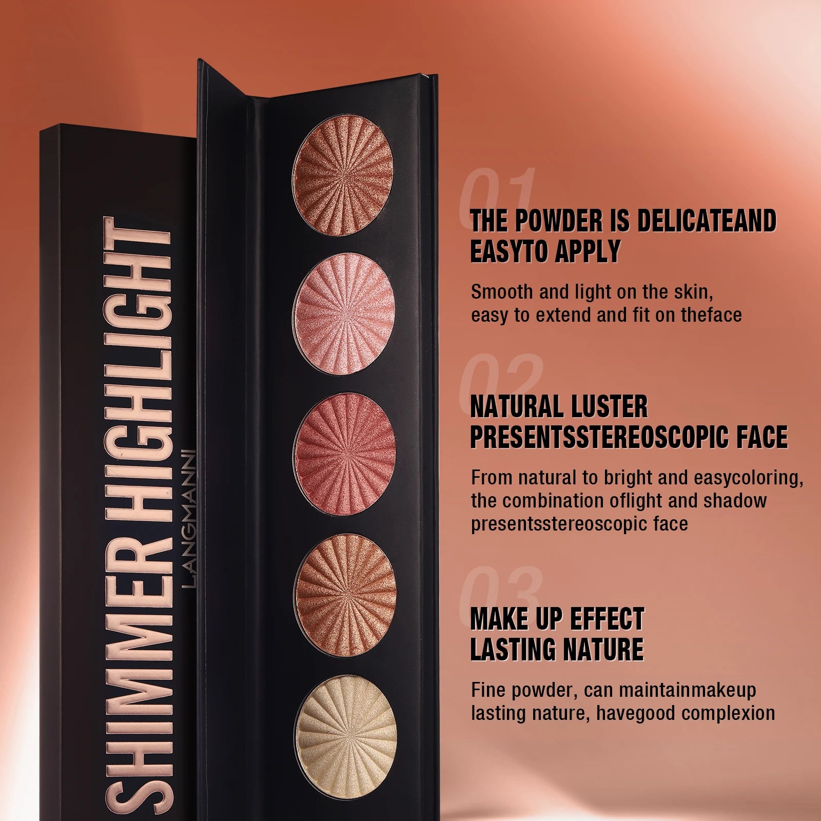 Highlighting and Contouring Palette 5 Colours All-in-One Makeup Palette Stereoscopic Natural Highlighting Makeup Palette