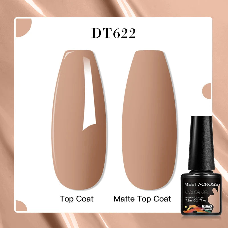 MEET ACROSS 160 Colors 7.3ml Gel Nail Polish Vernis Glitter Sparkly Semi Permanent Soak Off LED UV Gel Varnish Nail Art Manicure