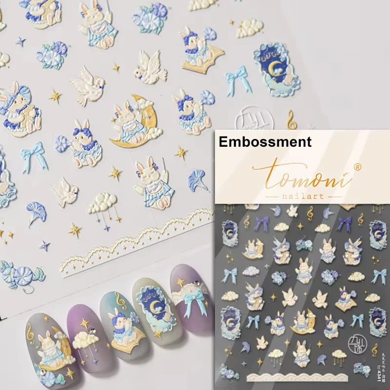 1pcs 5D Japanese Kawaii Bear Nail Art Stickers Brown Cartoon Animals Self-Adhesive Nail Decoration Decals DIY Slider Accessories