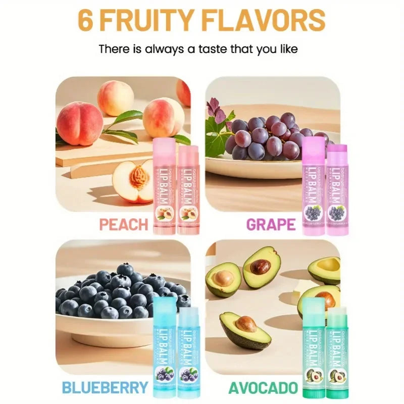 6PCS Moisturize, Repair Dry Lips, Various Fragrances, Convenient, Long-lasting, Lip Balm, Perfect Holiday Gift for Girls