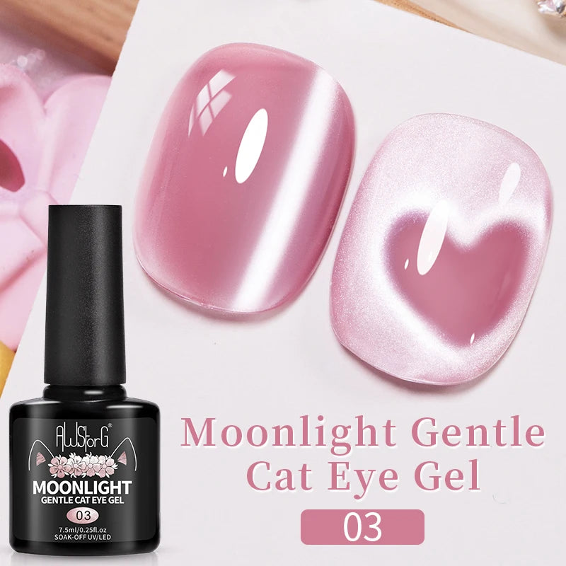 AWStorG 7.5ml Crimson Velvet Cat Eye Magnetic Gel Nail Polish Shiny Ruby Red Cat Eye Gel Soak Off UV Semi-Permanent Nail Art