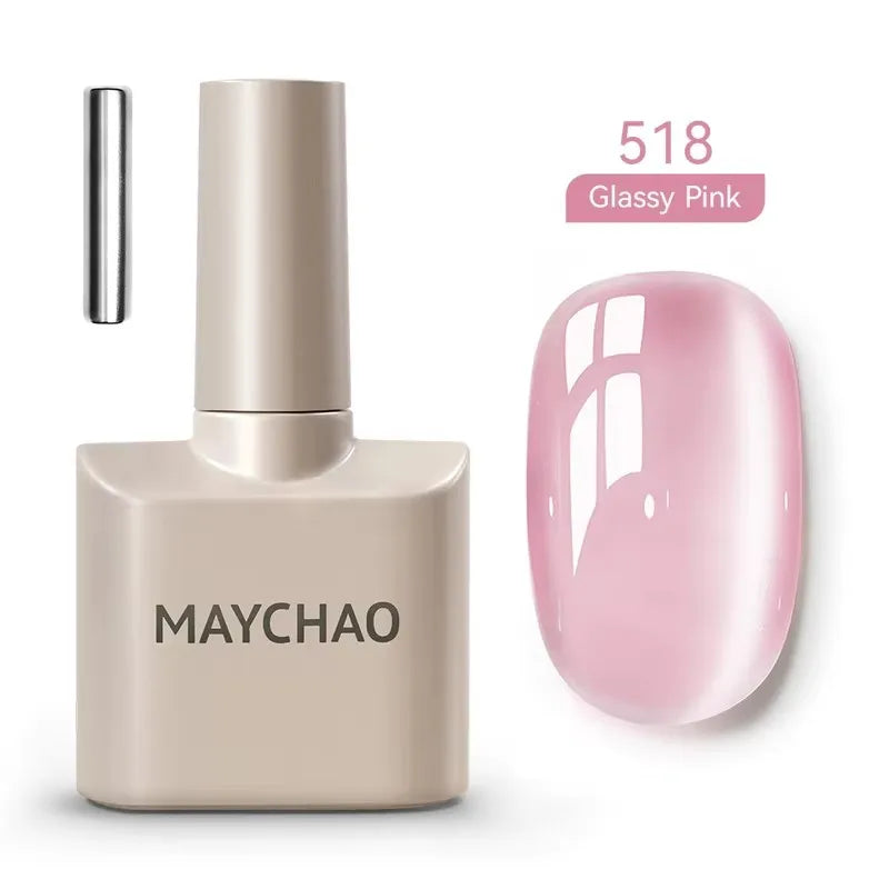 MAYCHAORomantic Galaxy Cat Eye Gel Nail Polish With Magnet Soak off UV Holographic Magnetic Rainbow Gel Polish for Nail Manicure